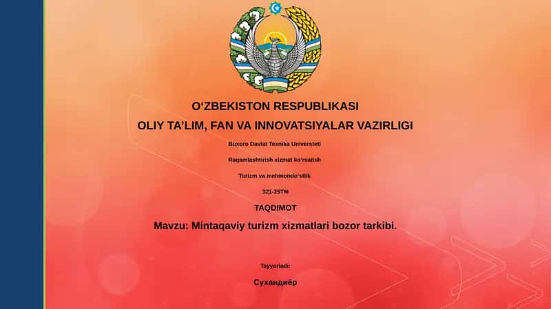 Mintaqaviy turizm xizmatlari bozor tarkibi