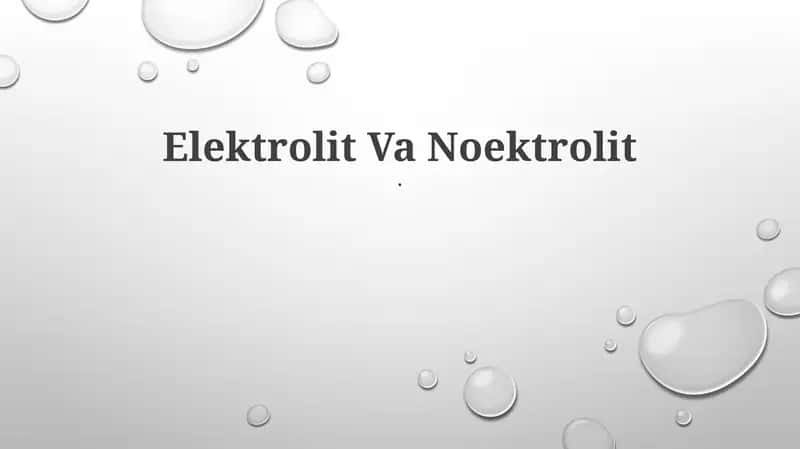 Elektrolit Va Noektrolit