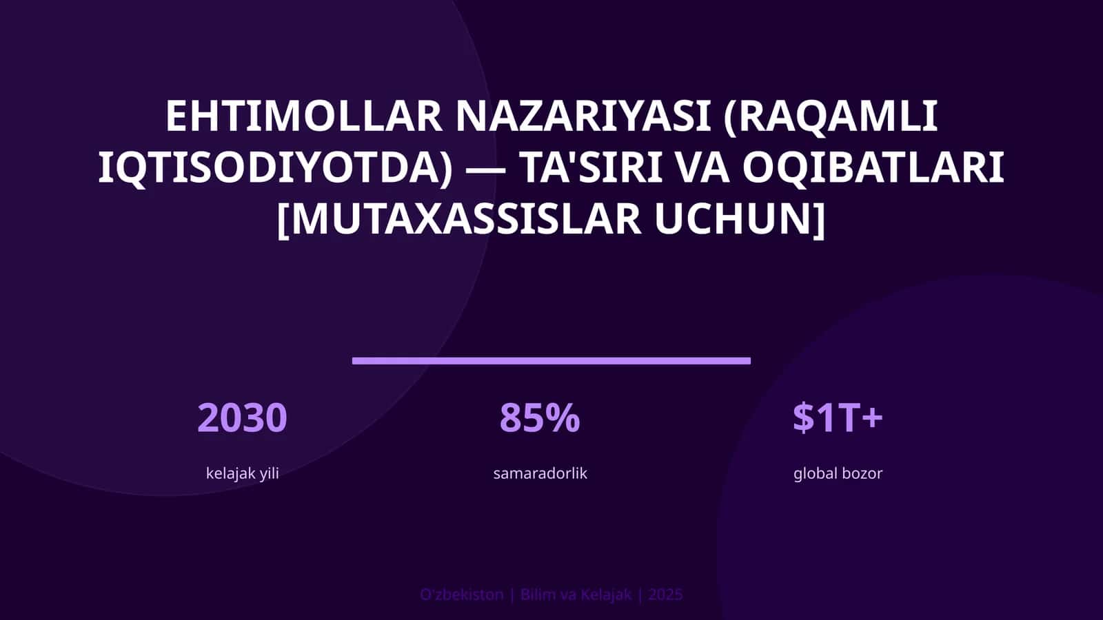 Ehtimollar Nazariyasi (Raqamli Iqtisodiyotda) - Ta'siri va Oqibatlari [Mutaxassisslar Uchun]