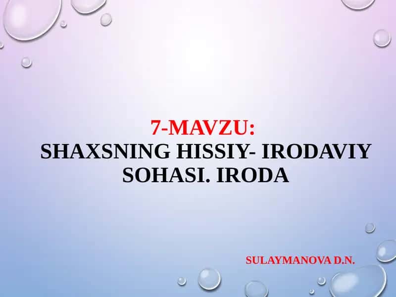 HISSIYOT HAQIDA TUSHUNCHA
