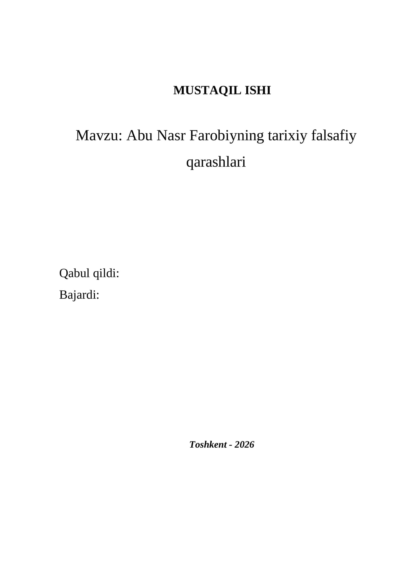 Abu Nasr Farobiyning tarixiy falsafiy qarashlari