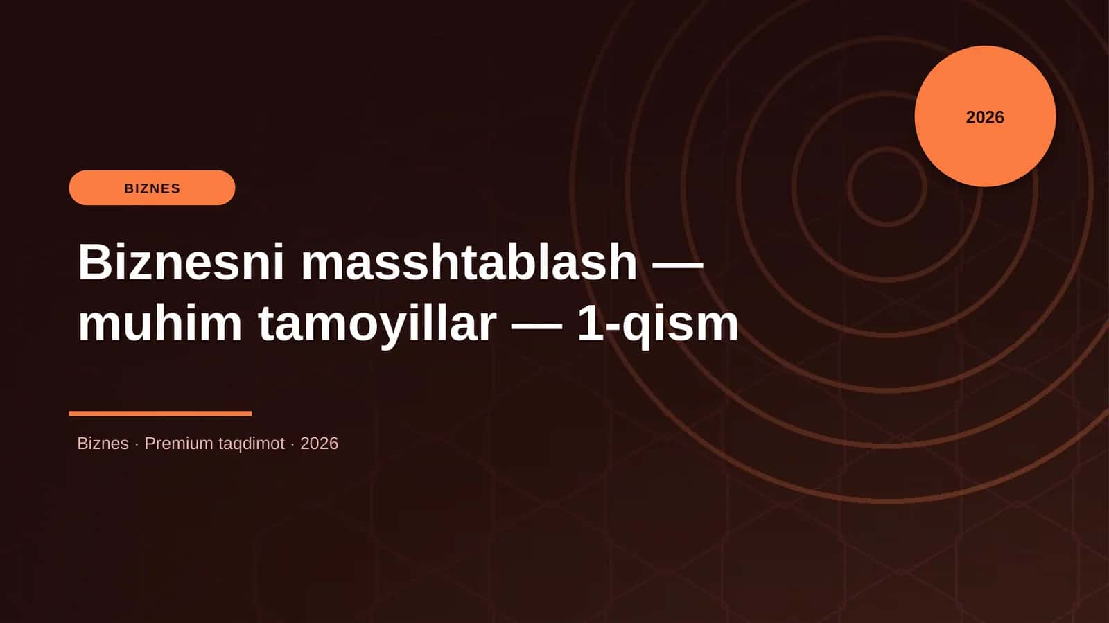 Biznesni masshtablash — muhim tamoyillar — 1-qism