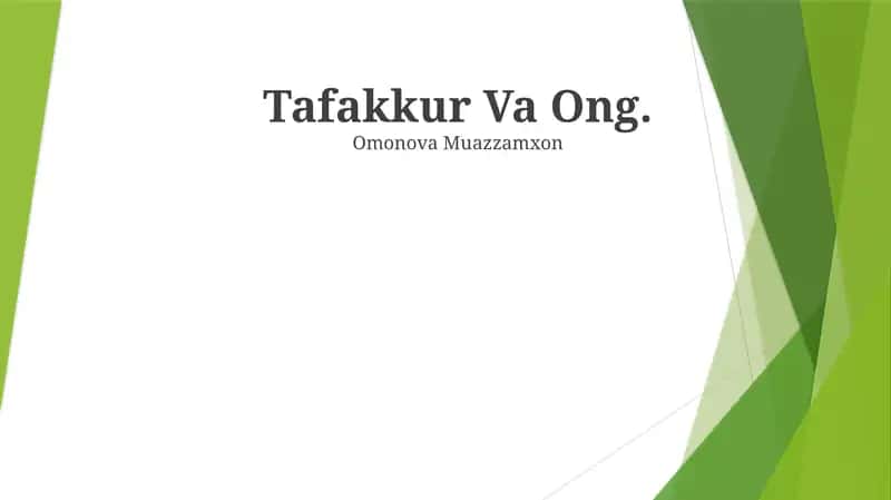 Tafakkur Va Ong