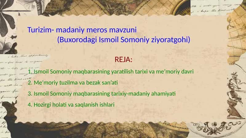 Turizm-madaniy meros mazmuni