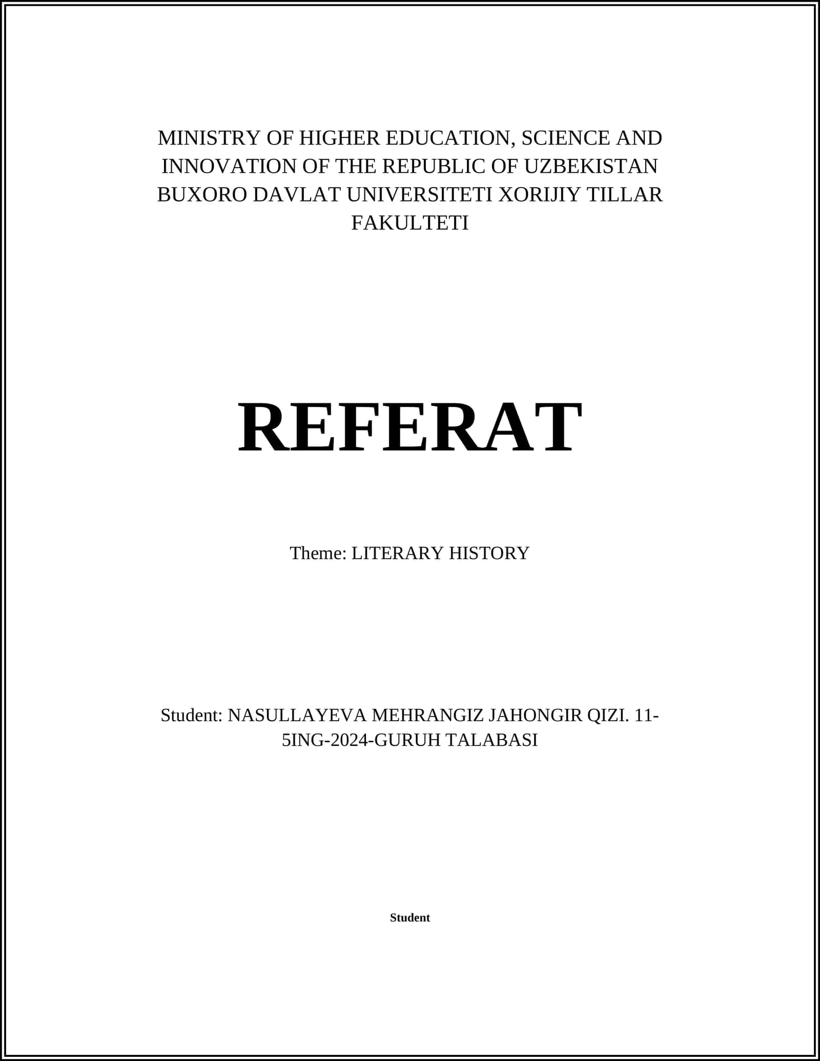 LITERARY HISTORY