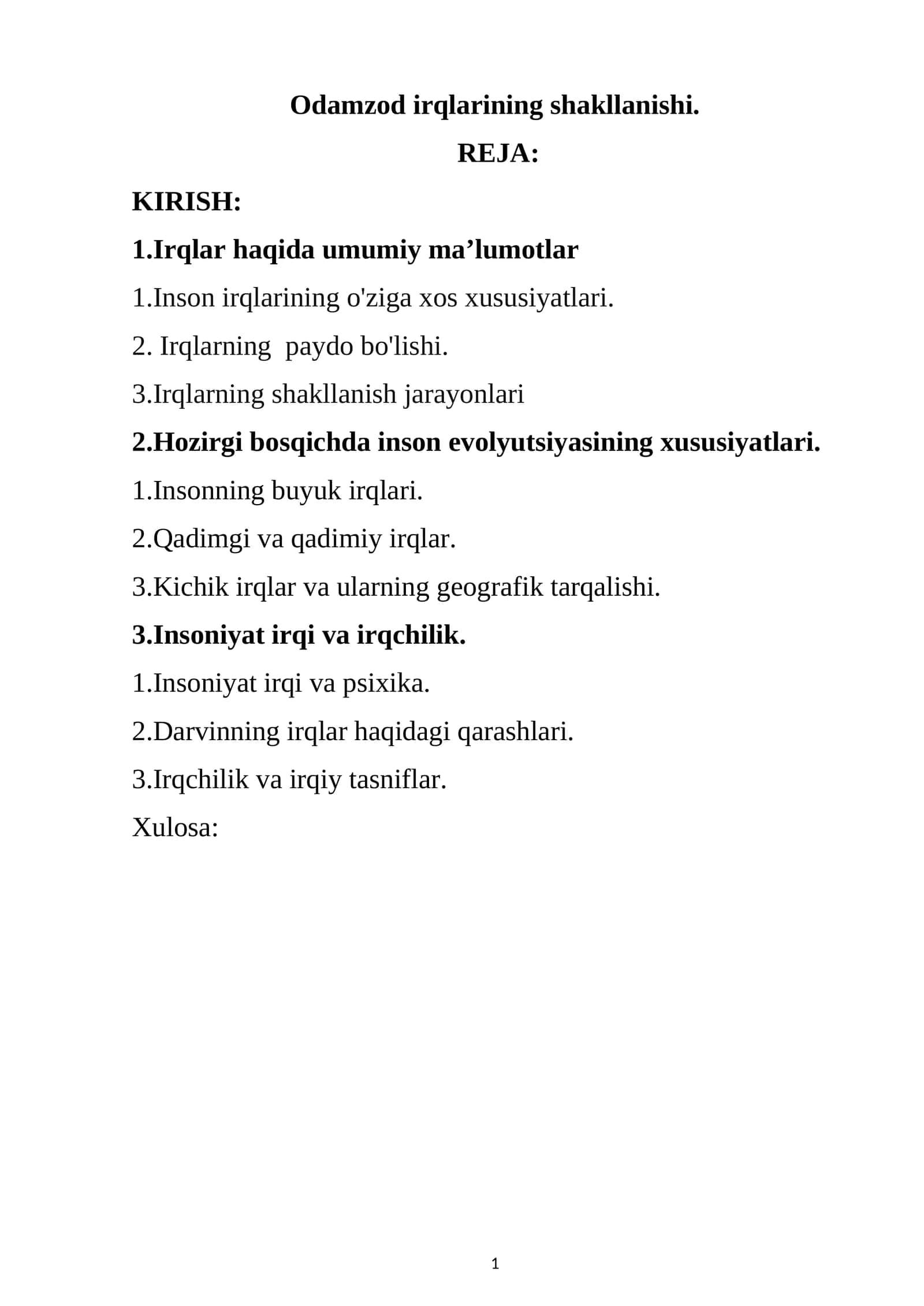 Odamzod irqlarining shakllanishi