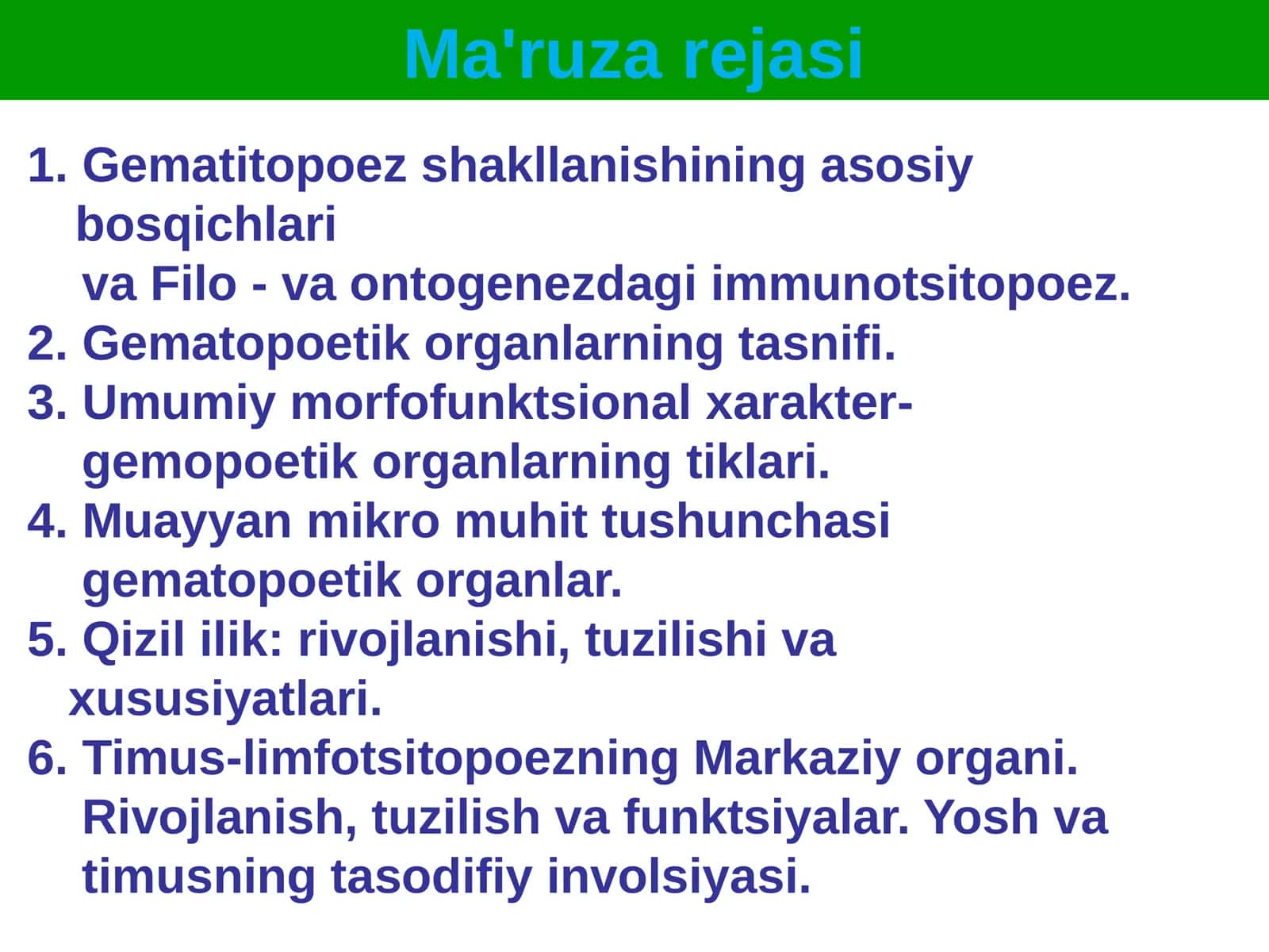 Gematopoetik organlarning ovulyatsiyasi 1