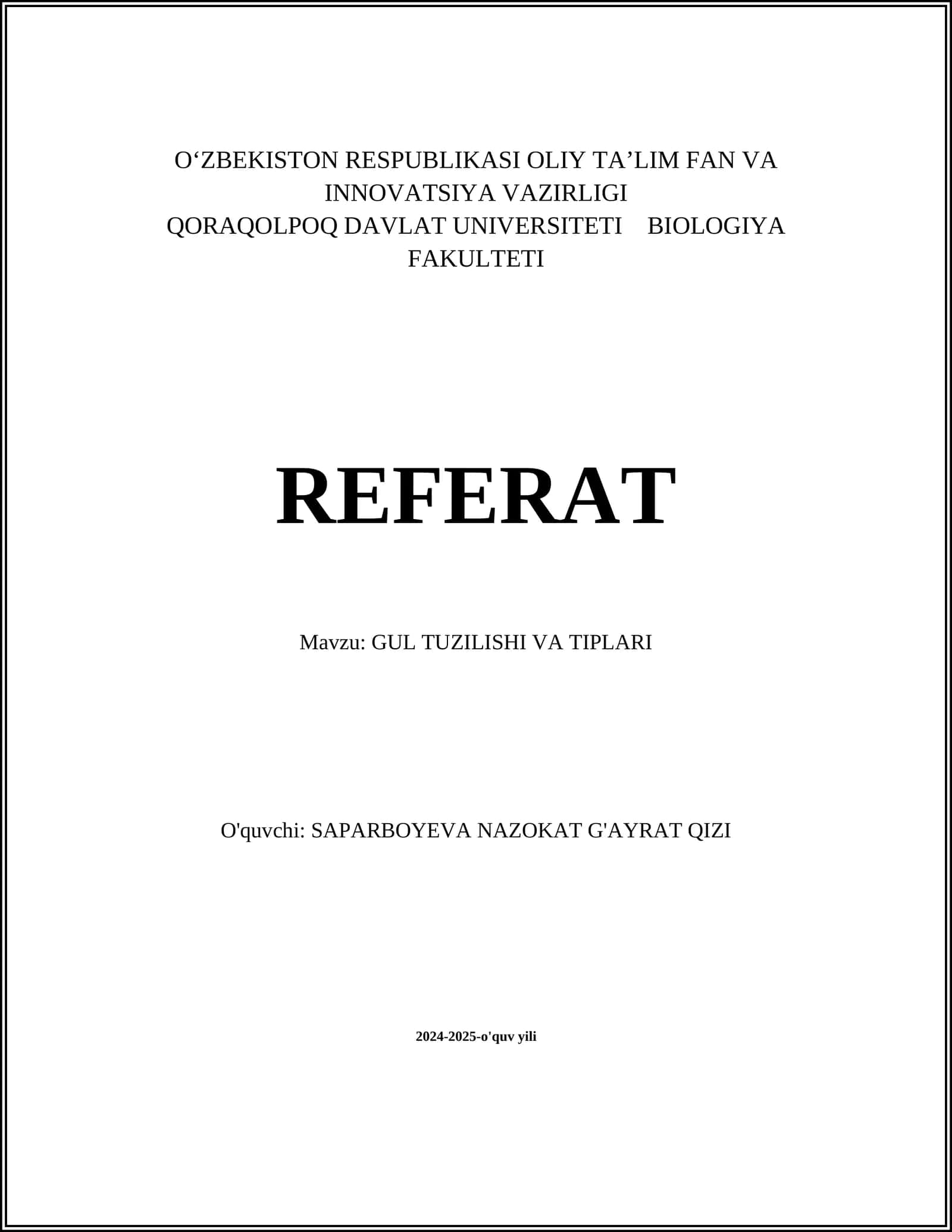 GUL TUZILISHI VA TIPLARI