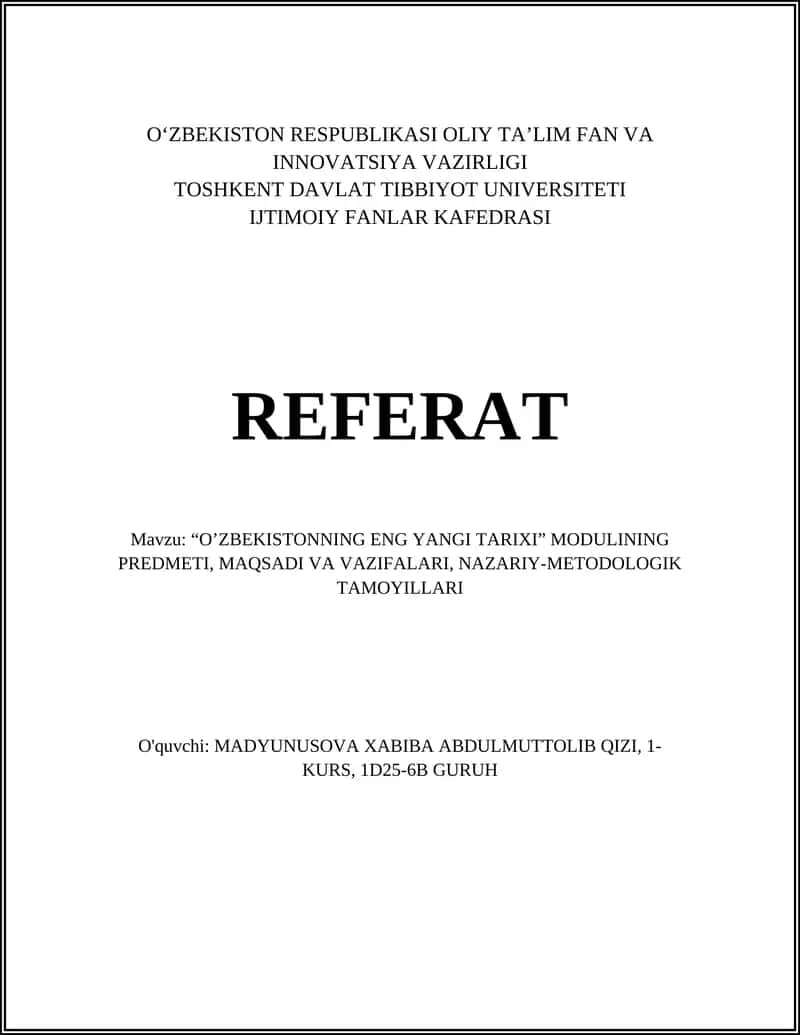 OʻZBEKISTONNING ENG YANGI TARIXI