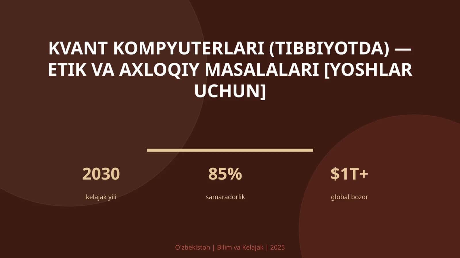 Kvant kompyuterlari (Tibbiyotda) — etik va axloqiy masalalari [Yoshlar uchun]