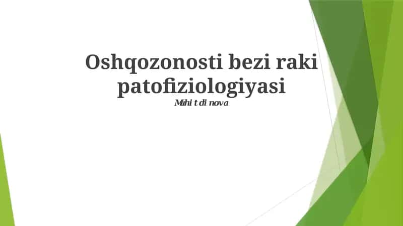 Oshqozonosti bezi raki patofiziologiyasi