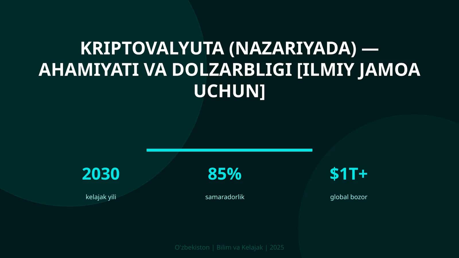 Kriptovalyuta (nazariyada) — ahamiyati va dolzarbligi [ilmiy jamoa uchun]