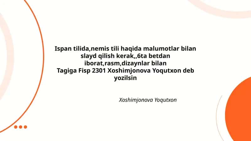 Fisp 2301 Xoshimjonova Yoqutxon