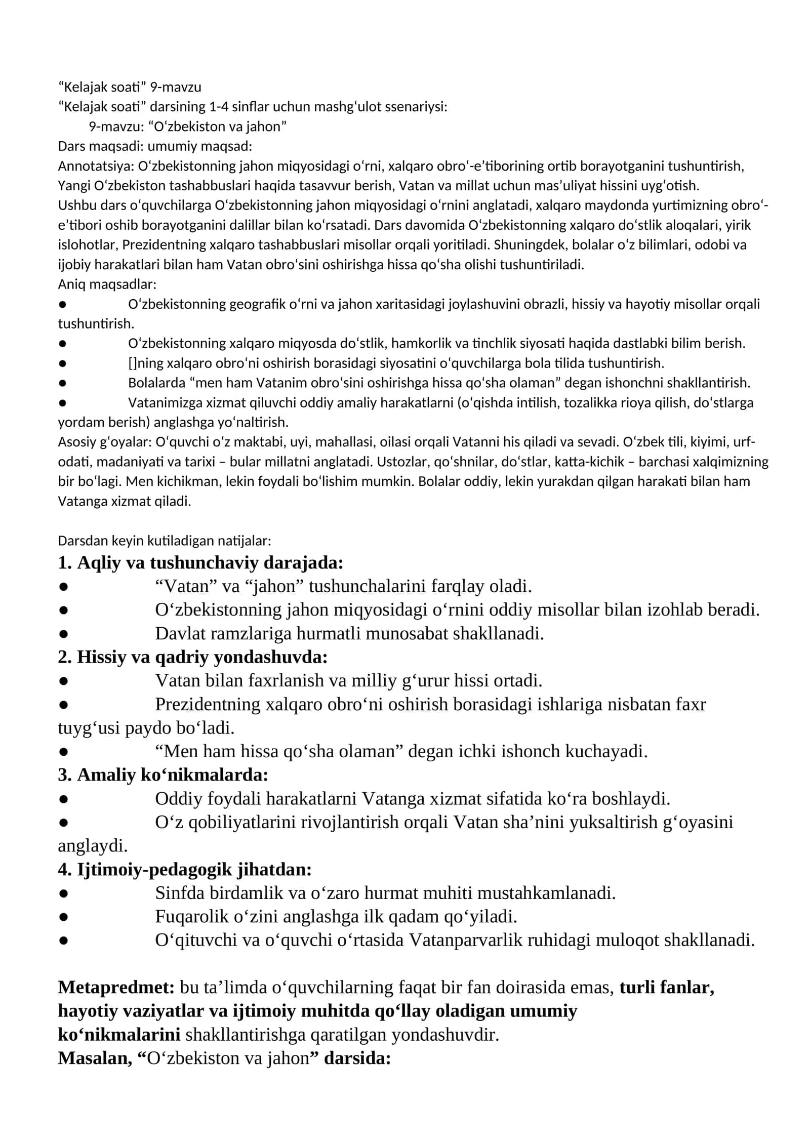 “Kelajak soati” 9-mavzu