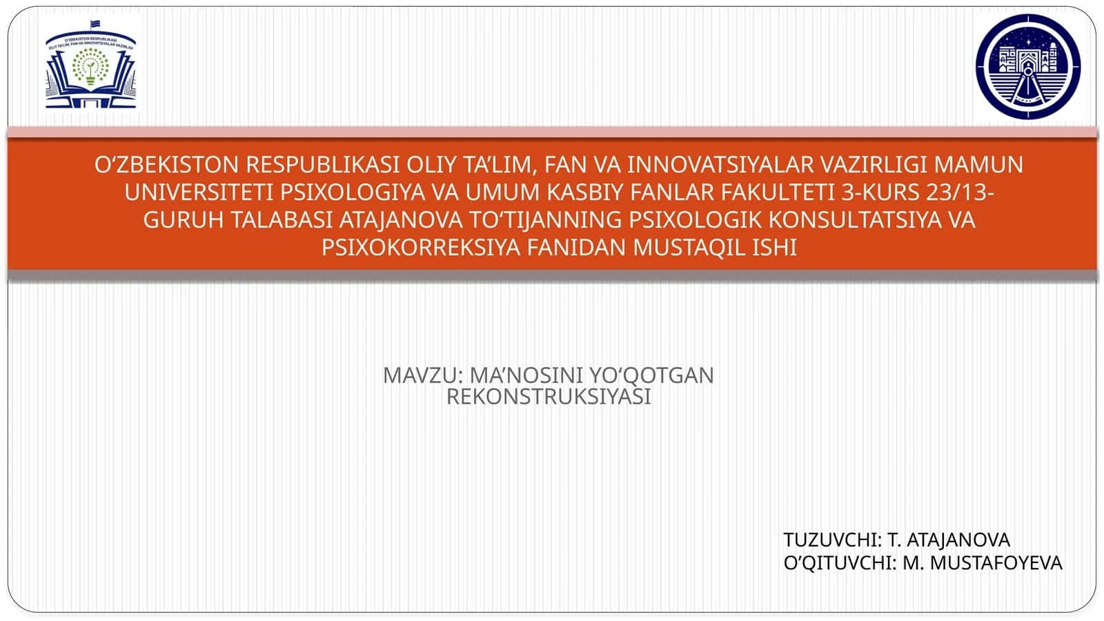 MA’NOSINI YO‘QOTGAN REKONSTRUKSIYASI