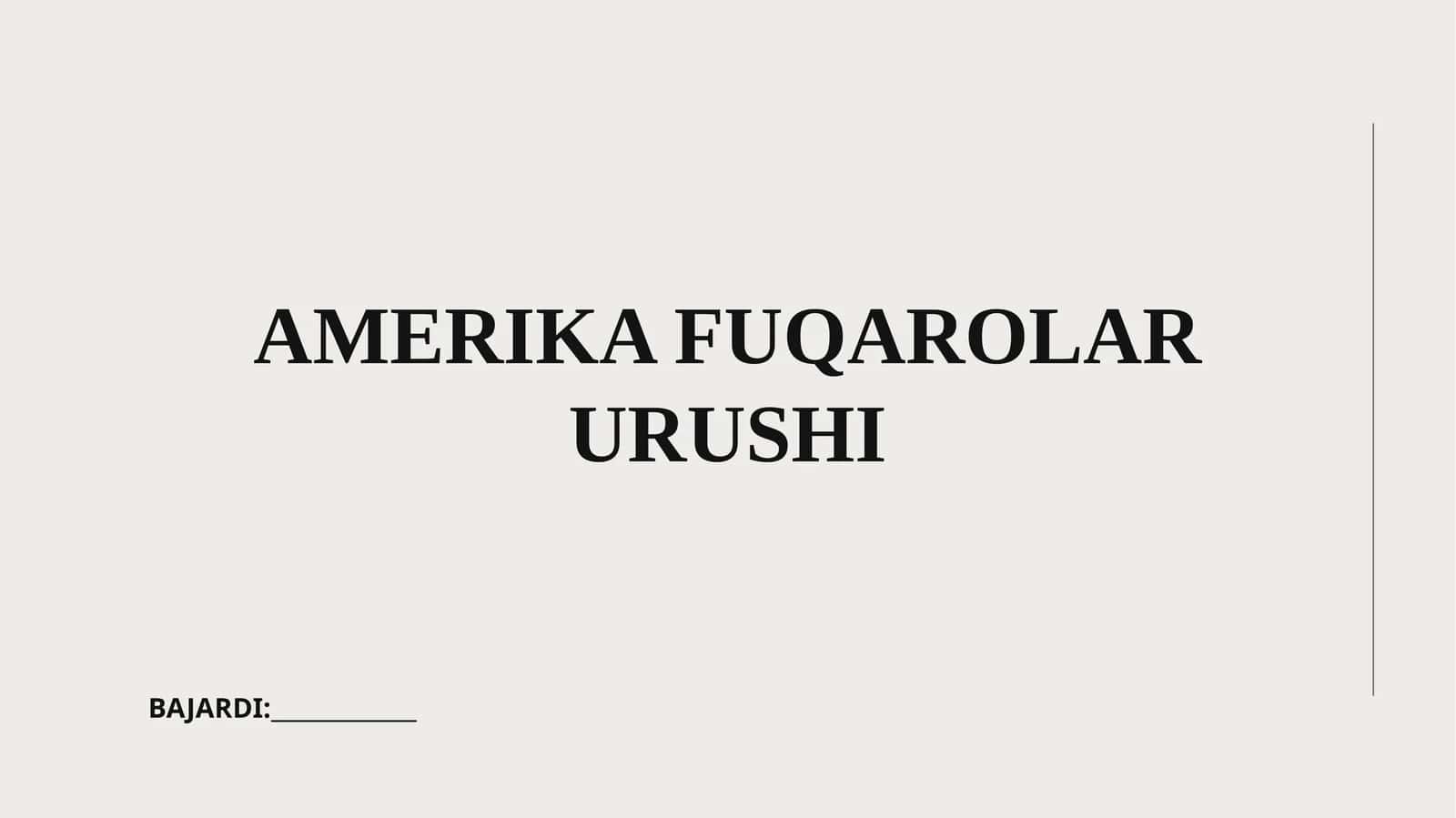AMERIKA FUQAROLAR URUSHI