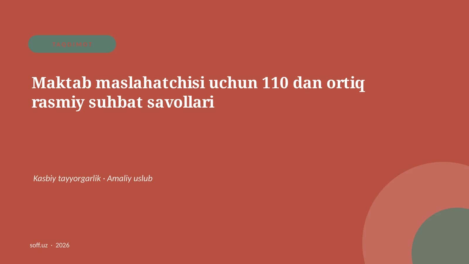 Maktab maslahatchisi uchun 110 dan ortiq rasmiy suhbat savollari