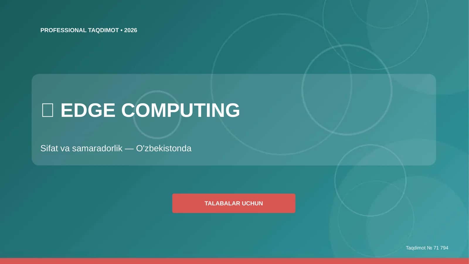Edge computing: sifat va samaradorlik (O'zbekistonda)