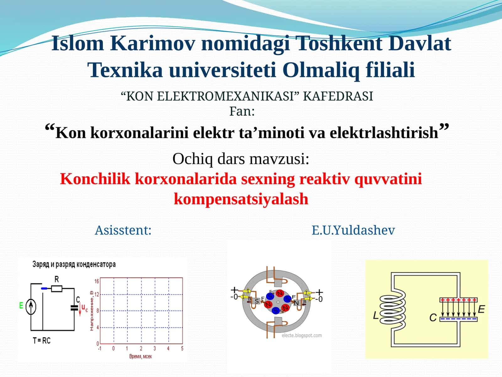 Konchilik korxonalarida sexning reaktiv quvvatini kompensatsiyalash