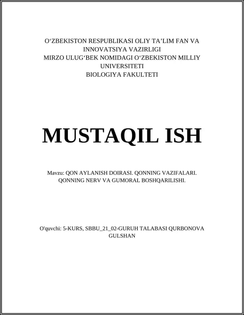 Qon Aylanish Doirasi