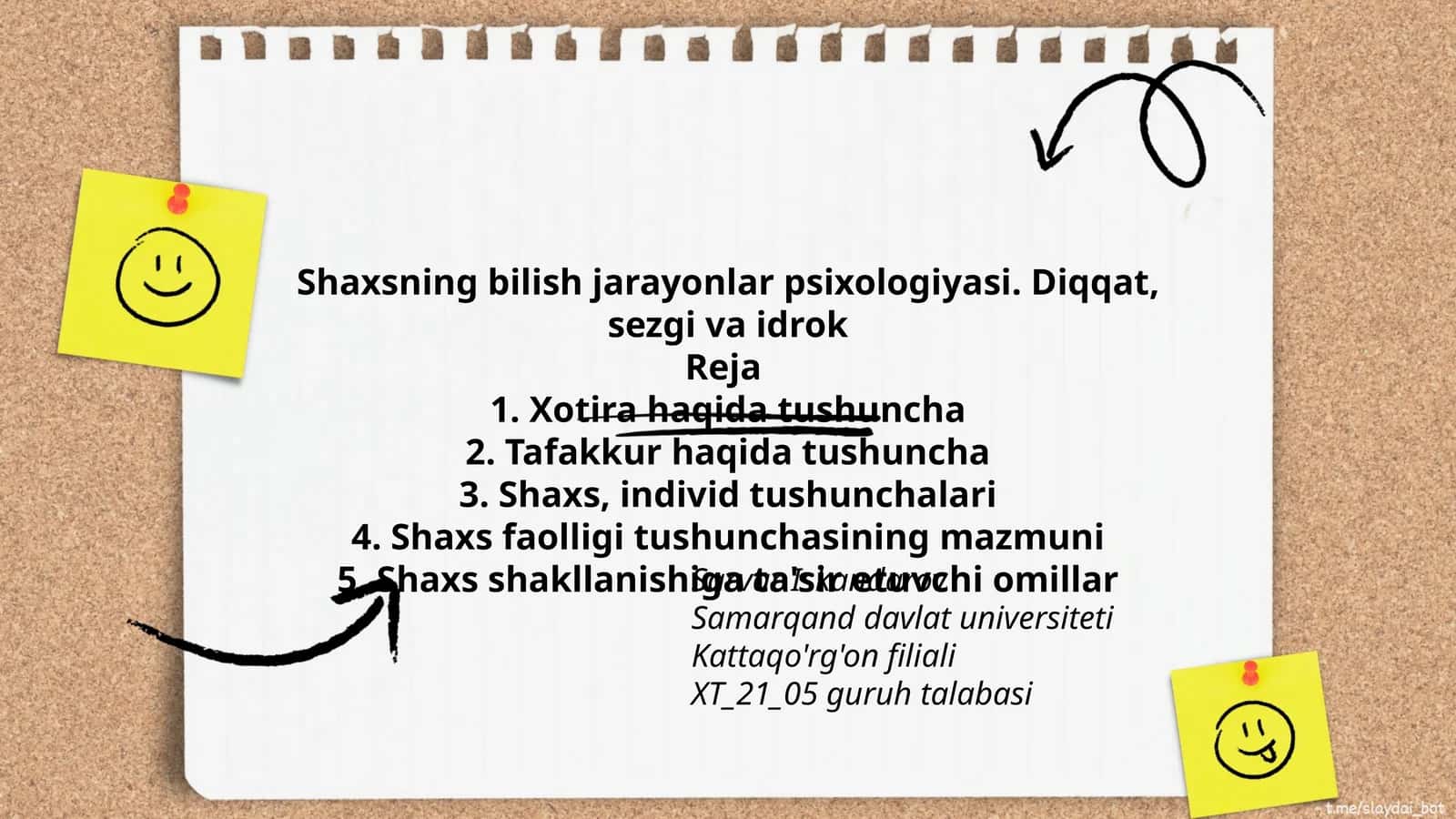 Shaxsning bilish jarayonlar psixologiyasi