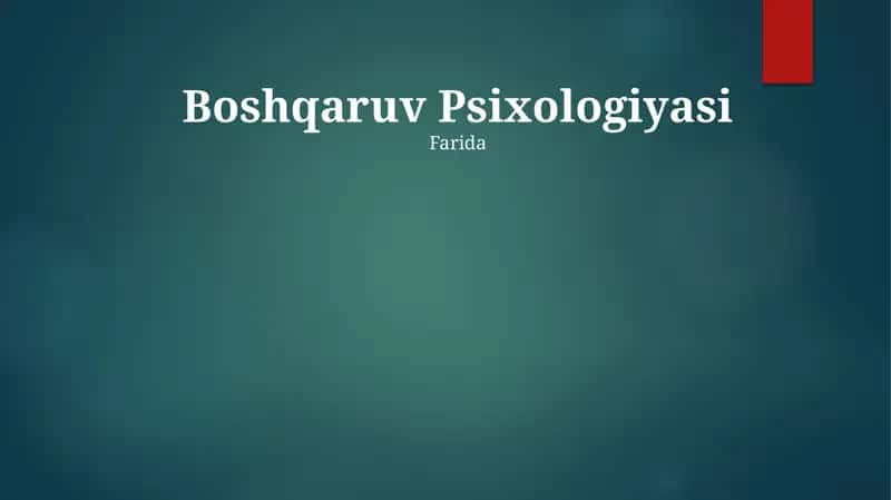Boshqaruv Psixologiyasi