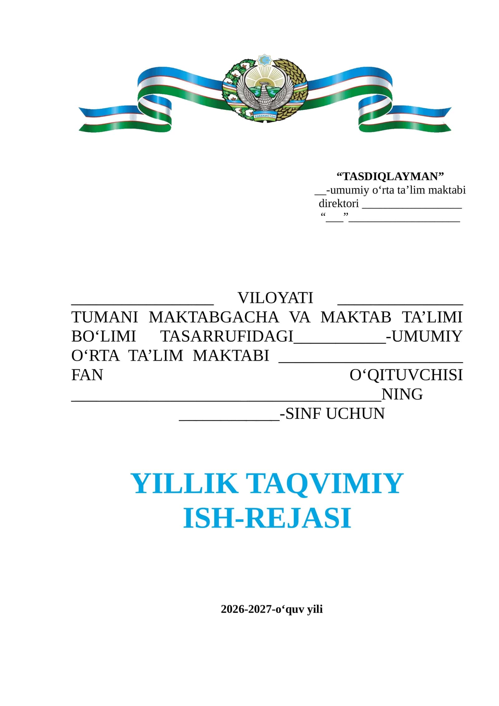 Taqvim ish reja yuzi