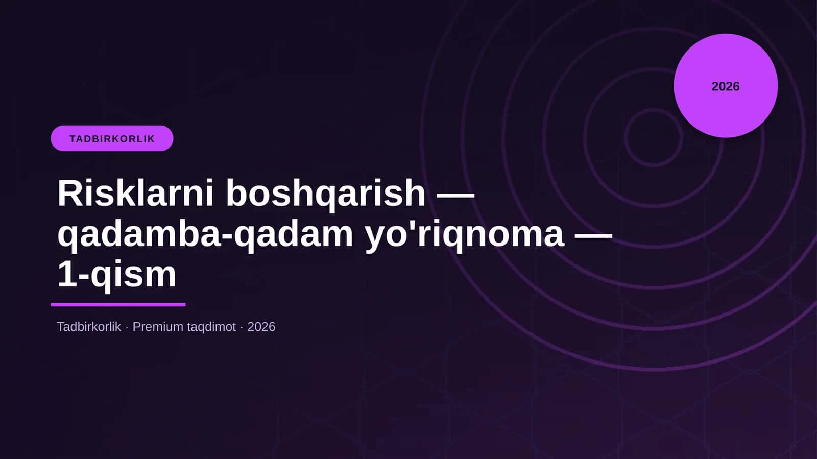 Risklarni boshqarish — qadamba-qadam yo'riqnoma — 1-qism