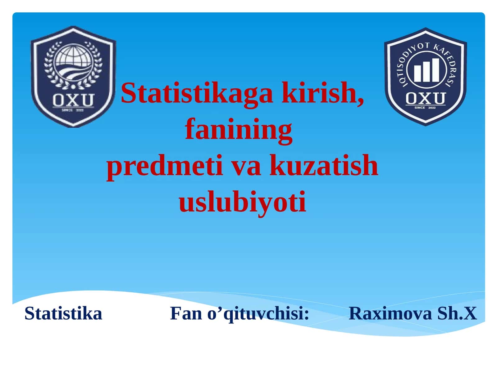 Statistikagakirish, fanining predmeti va kuzatish uslubiyoti