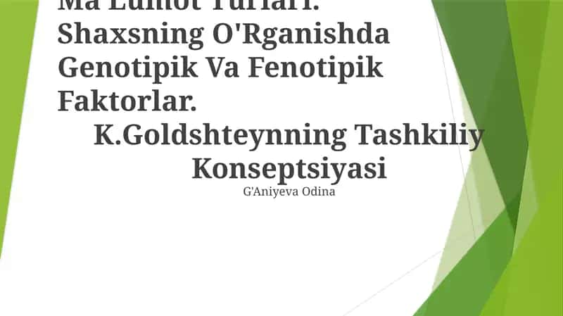 Shaxsning O'Rganishdagi Ma'Lumot Turlari