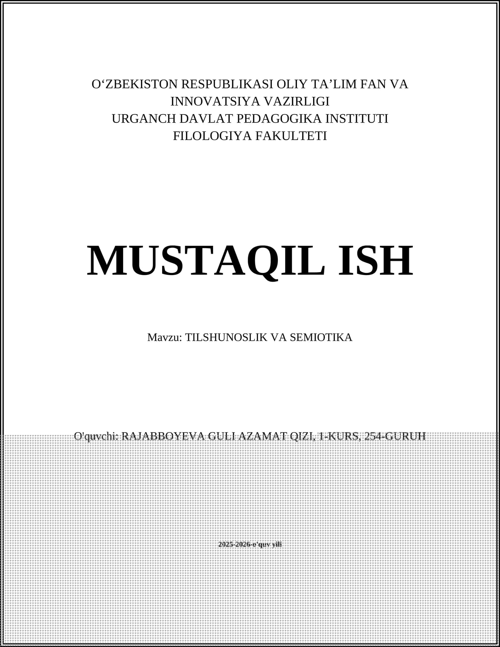 TILSHUNOSLIK VA SEMIOTIKA