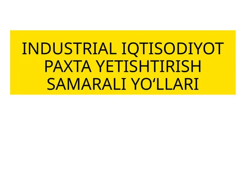 IQTISODIYOT PAXTA YETISHTIRISH SAMARALI YO‘LLARI
