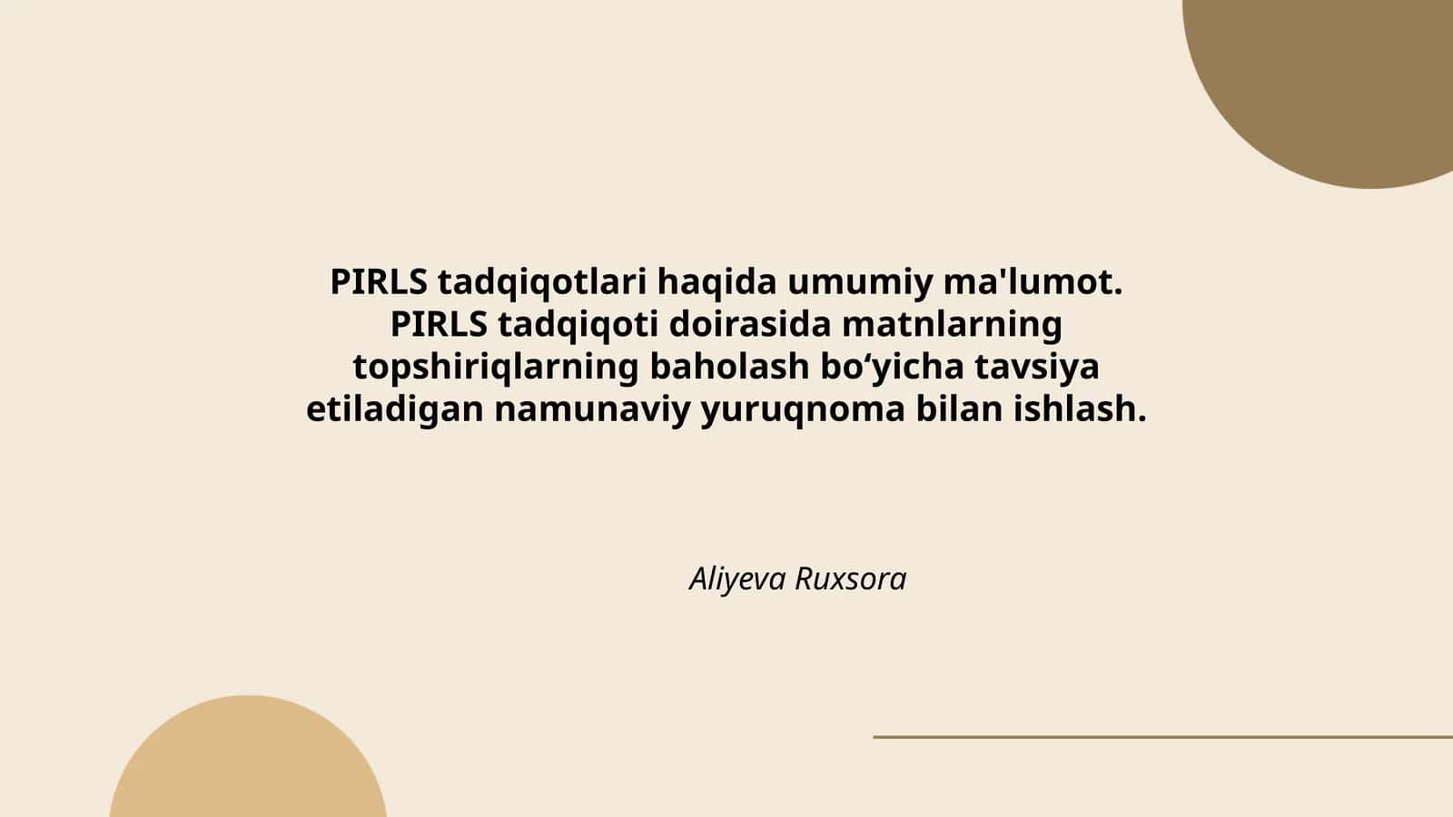 PIRLS tadqiqotlari haqida umumiy ma'lumot