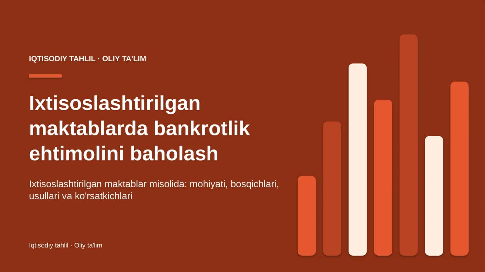 Ixtisoslashtirilgan maktablarda bankrotlik ehtimolini baholash
