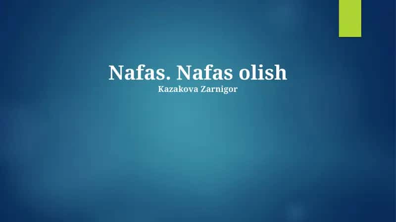 Nafas. Nafas olish