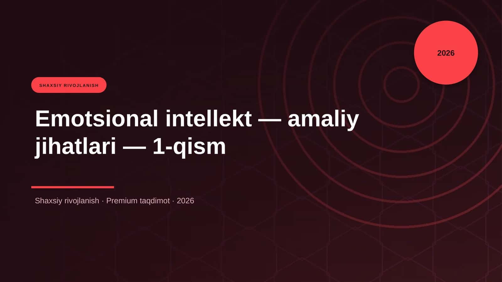 Emotsional intellekt — amaliy jihatlari — 1-qism