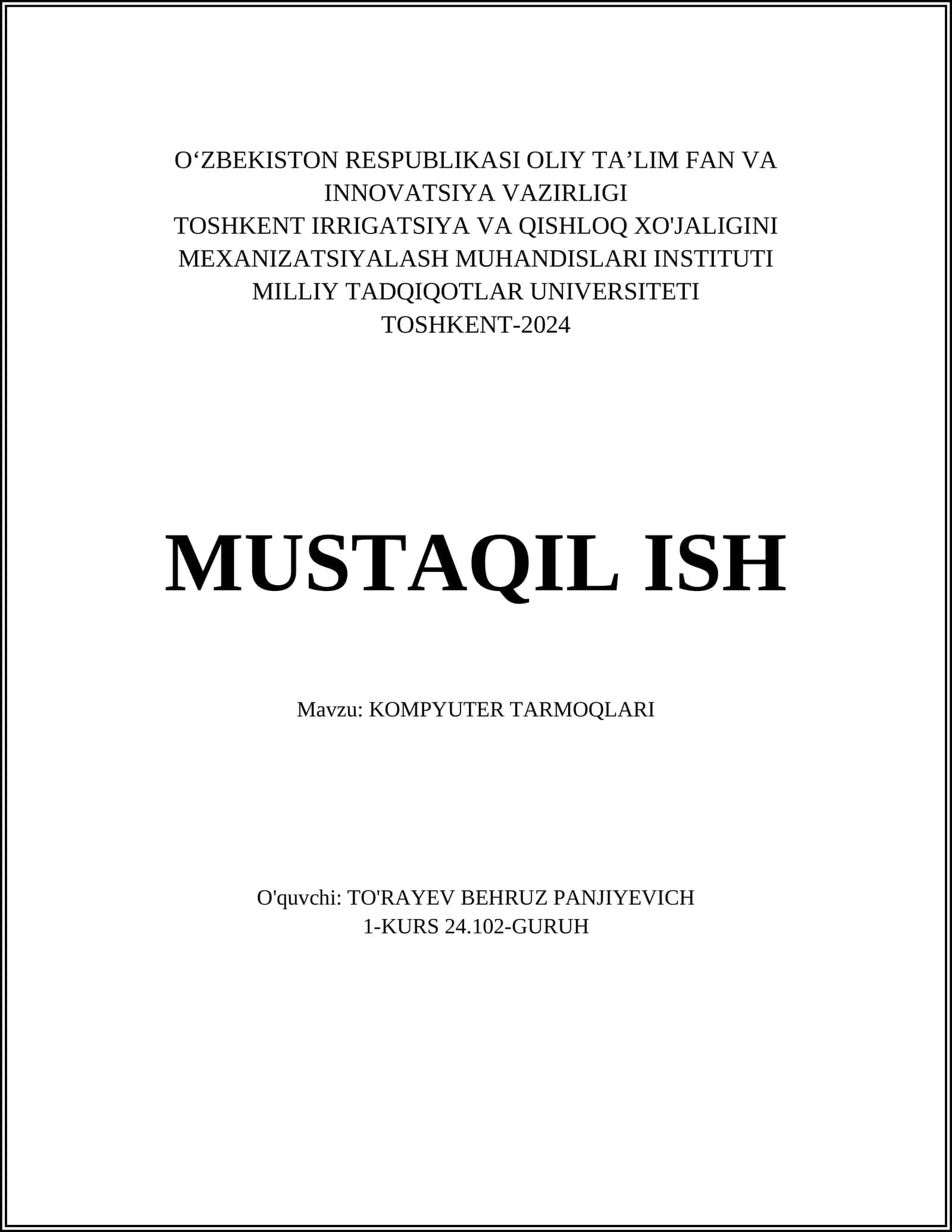 KOMPYUTER TARMOQLARI