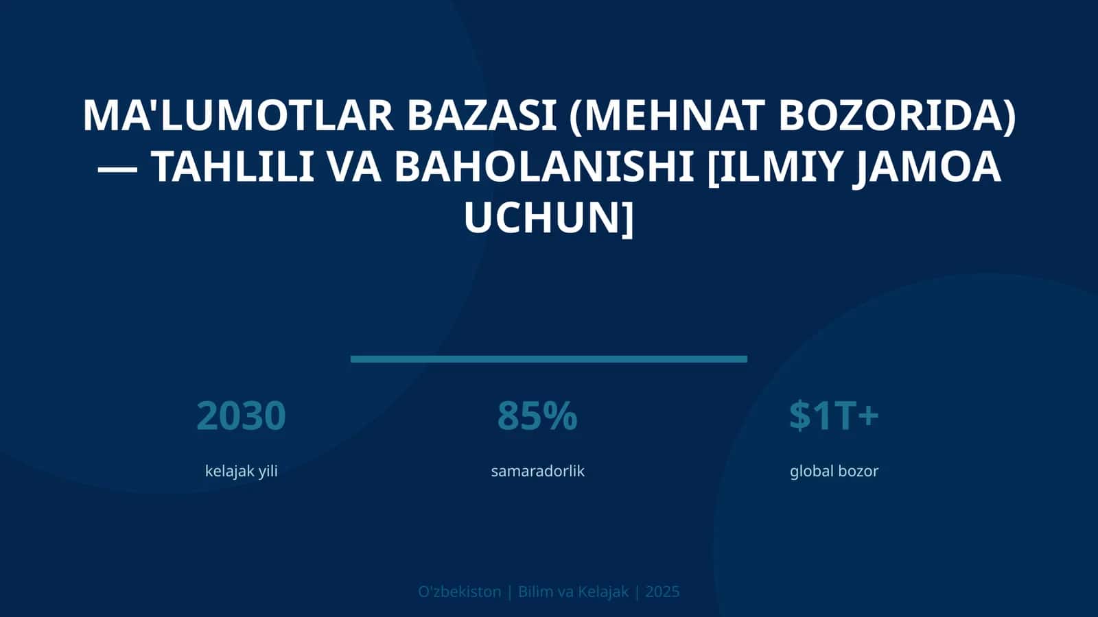 Ma'lumotlar bazasi (MEHNAT BOZORIDA) — TAHLILI VA BAHOLANISHI [ILMIY JAMOA UCHUN]