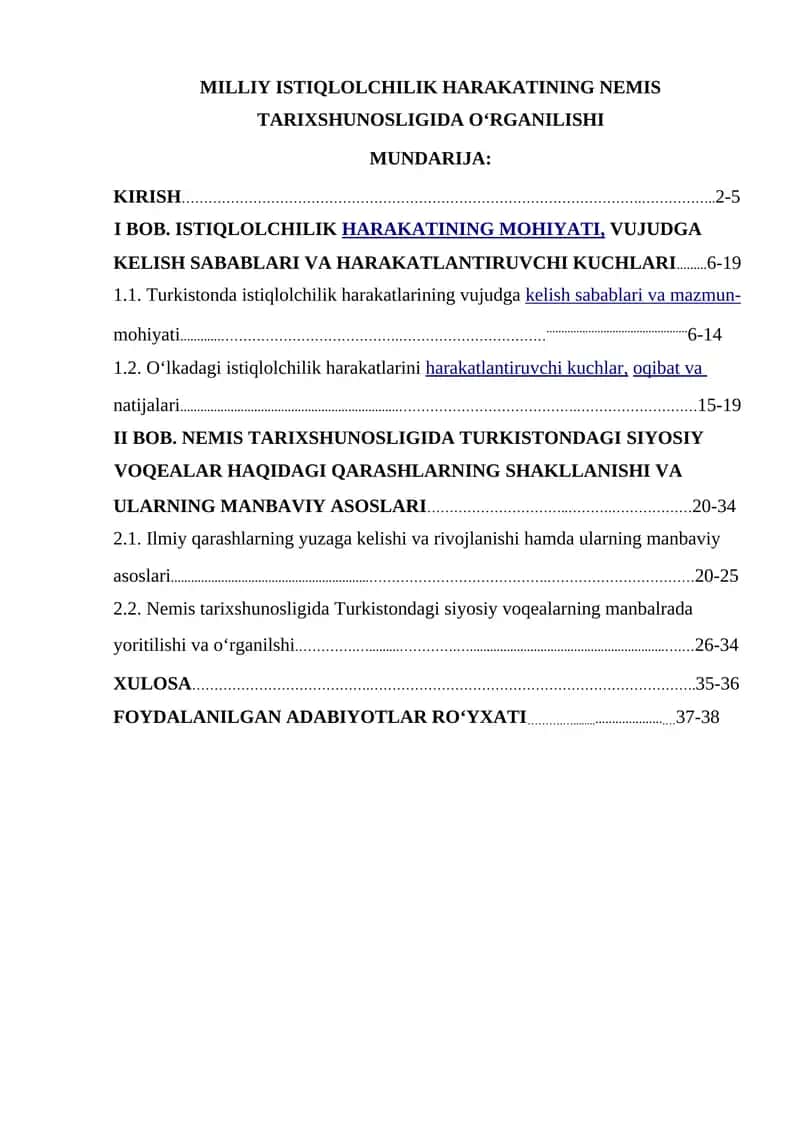 MILLIY ISTIQLOLCHILIK HARAKATINING NEMIS TARIXSHUNOSLIGIDA O‘RGANILISHI