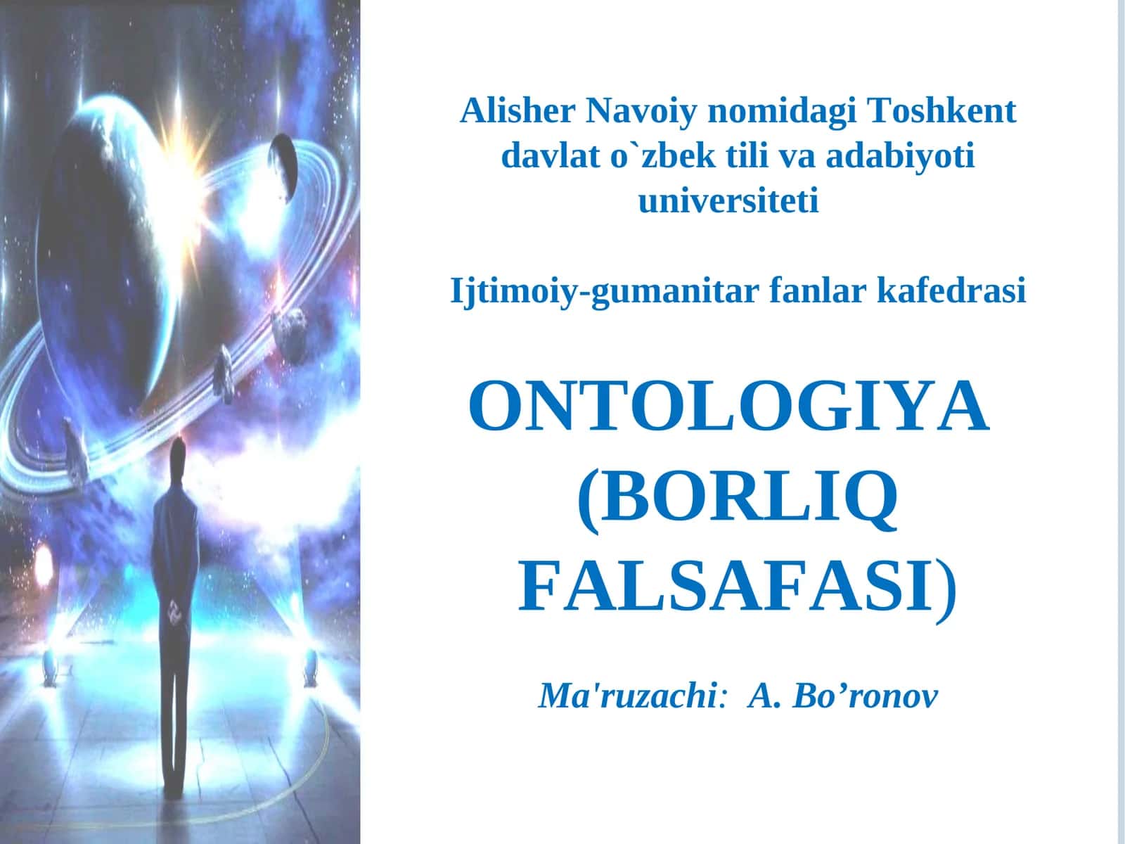 ONTOLOGIYA (Borliq Falsafasi)