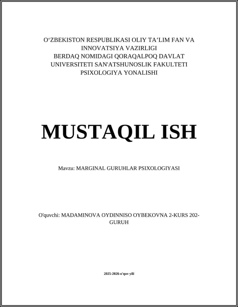 Marginal Guruhlar Psixologiyasi