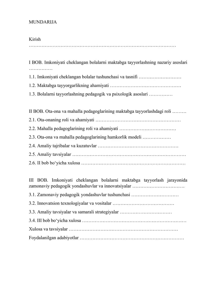 Imkoniyati cheklangan bolalarni maktabga tayyorlashning nazariy asoslari