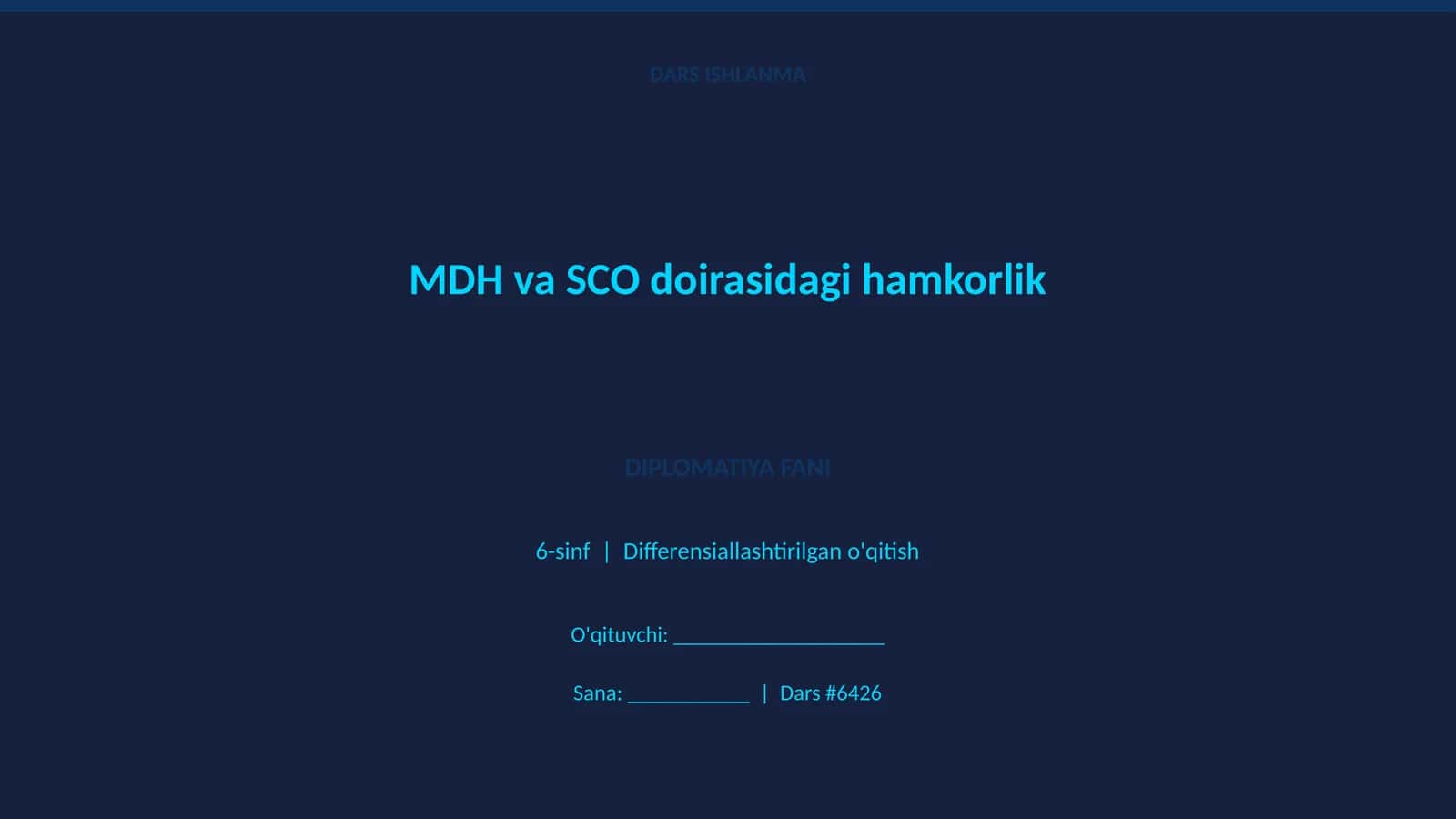 MDH va SCO doirasidagi hamkorlik