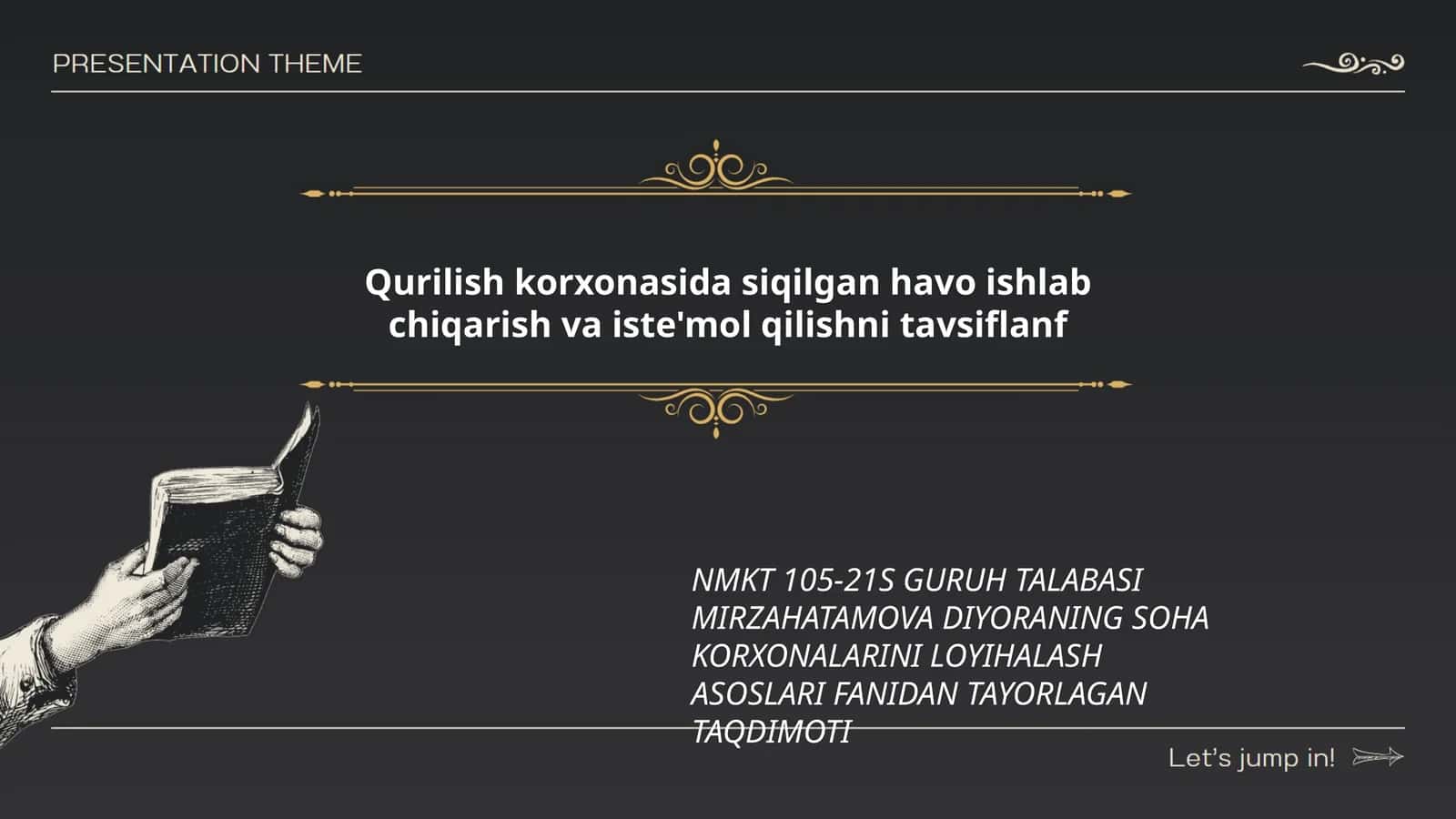 NMKT 105-21S Guruhi talabasi Mirzahatamova Diyoraning soha korxonalarini loyihalash asoslari fanidan tayorlagan taqdimoti