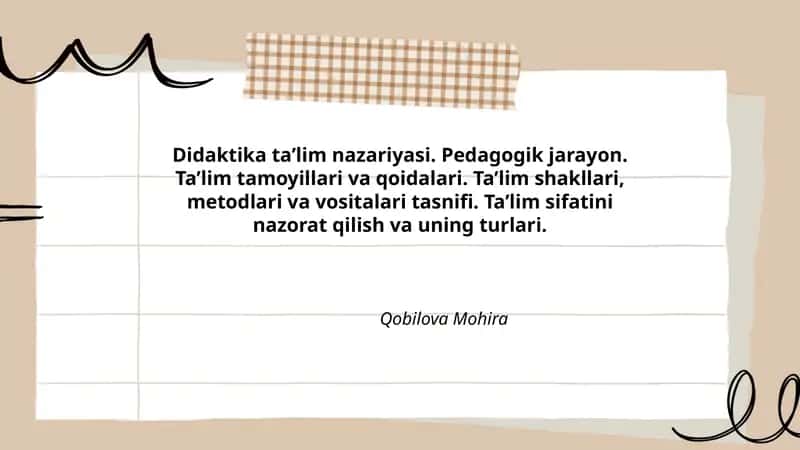 Didaktika ta’lim nazariyasi