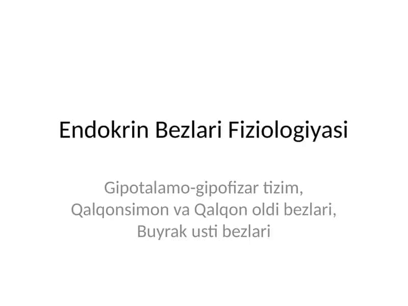 Endokrin Bezlari Fiziologiyasi