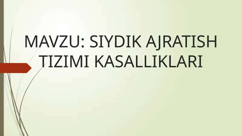 SIYDIK AJRATISH TIZIMI KASALLIKLARI