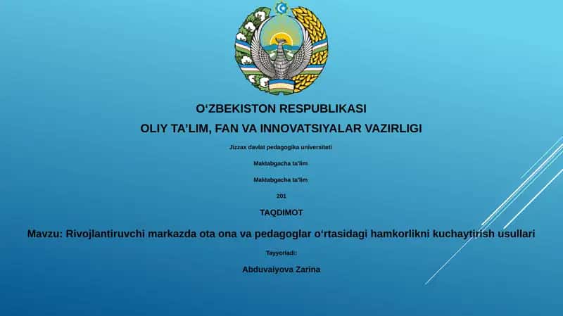 Rivojlantiruvchi markazda ota ona va pedagoglar oʻrtasidagi hamkorlikni kuchaytirish usullari