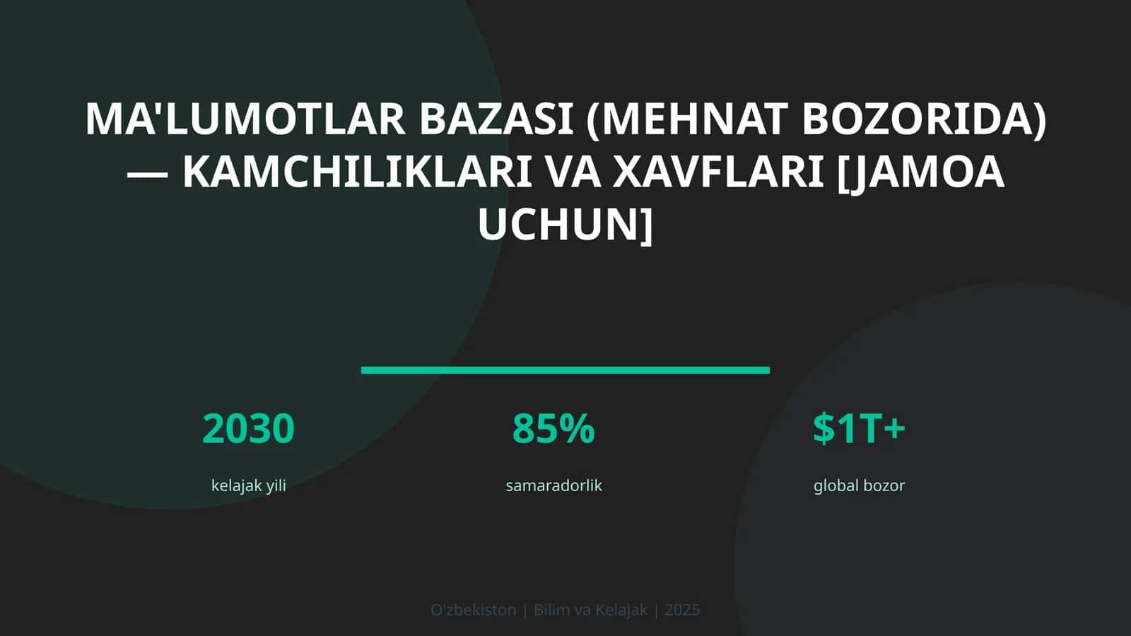 Ma'lumotlar bazasi (mehnat bozorida) — kamchiliklari va xavflari [jamoa uchun]