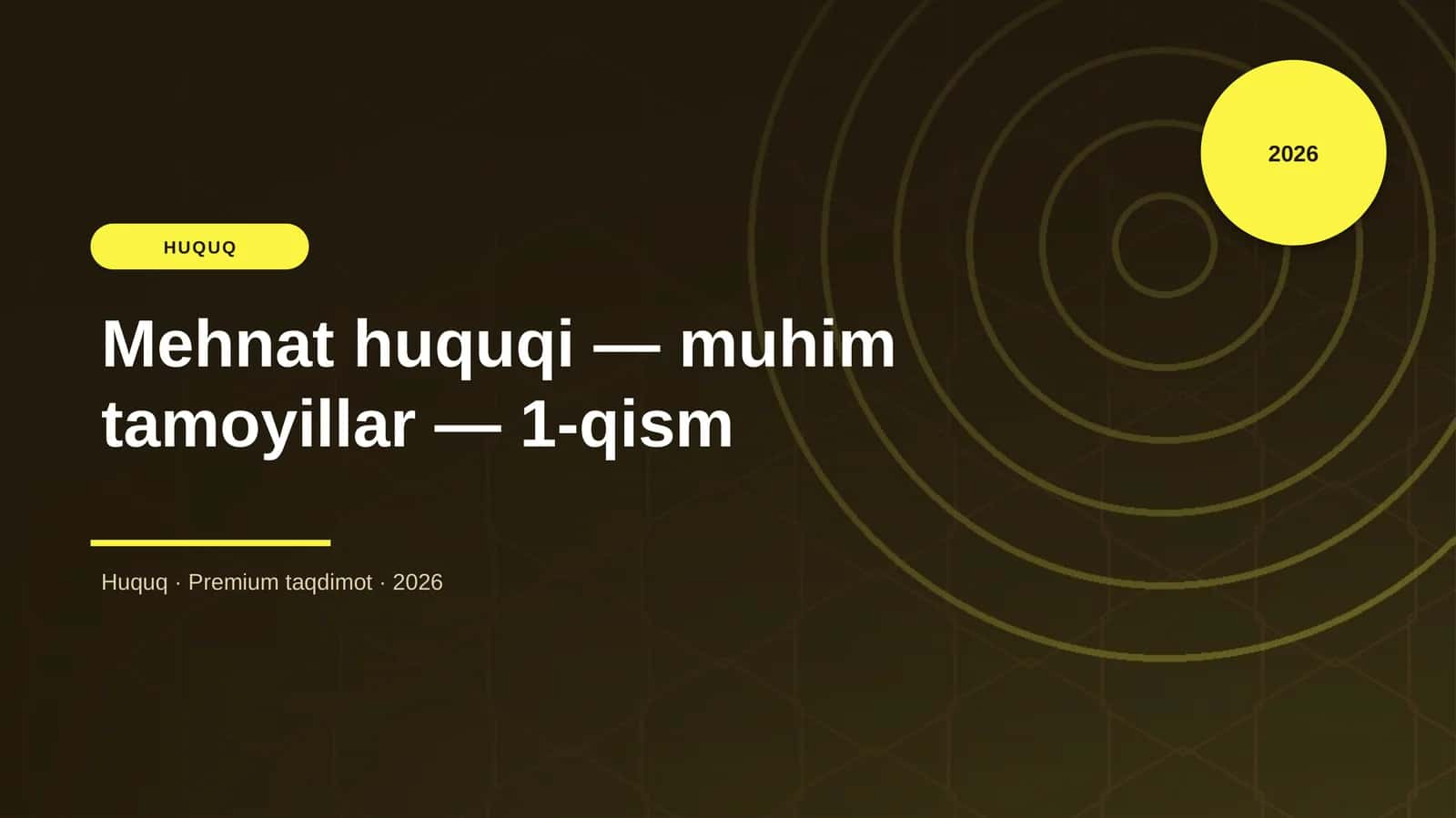 Mehnat huquqi — muhim tamoyillar — 1-qism